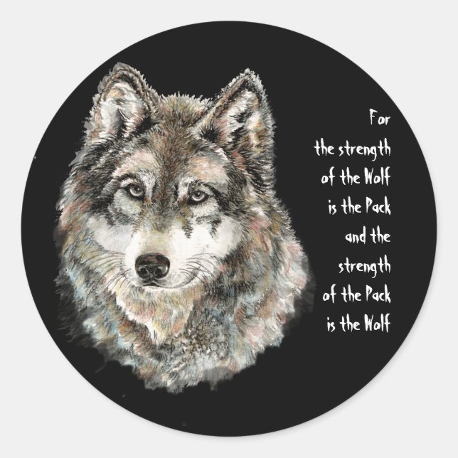 Wolf- und Packquote - Tiersammlung Runder Aufkleber (Vorderseite)