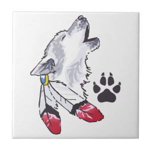 Wolf und Paw Print Fliese