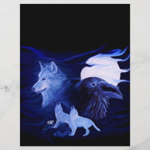 Wolf und Rabe bei Vollmond Flyer