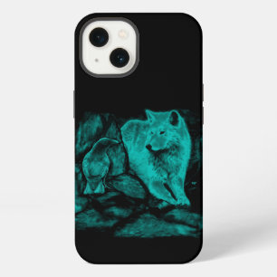 Wolf und Rabe in der Nacht iPhone Hülle