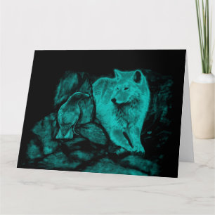 Wolf und Rabe in der Nacht Karte