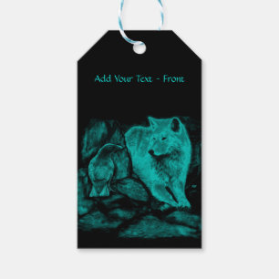 Wolf und Raven in der Nacht Geschenkanhänger