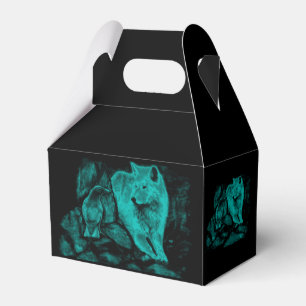 Wolf und Raven in der Nacht Geschenkschachtel