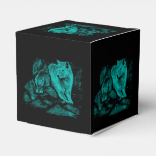 Wolf und Raven in der Nacht Geschenkschachtel