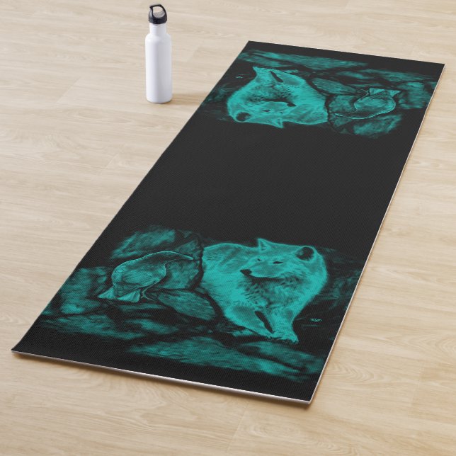 Wolf und Raven in der Nacht Yogamatte (Beispiel)