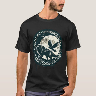 Wolf und raven keltischer T - Shirt