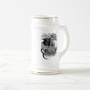 Wolf und Raven mit Skull Bierglas