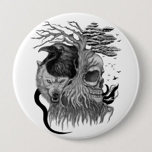 Wolf und Raven mit Skull Button