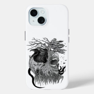 Wolf und Raven mit Skull Case-Mate iPhone Hülle