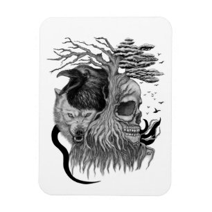 Wolf und Raven mit Skull Magnet