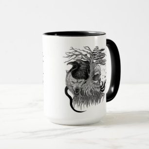 Wolf und Raven mit Skull Tasse