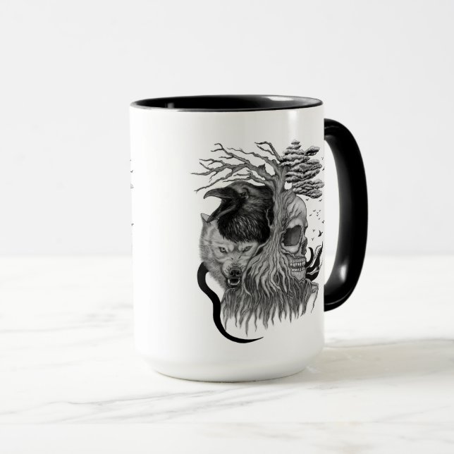 Wolf und Raven mit Skull Tasse (VorderseiteRechts)