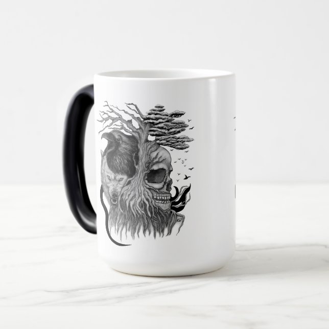 Wolf und Raven mit Skull Verwandlungstasse (Vorderseite Links)