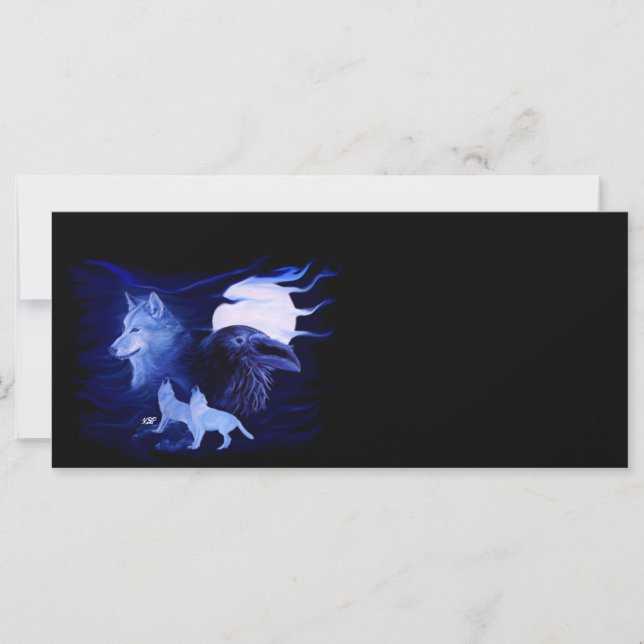 Wolf und Raven mit Vollmond (Vorderseite)