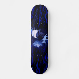 Wolf und Raven mit Vollmond Skateboard