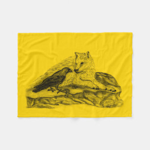Wolf und Raven - Schwarz und Gelb Fleecedecke