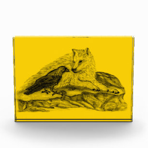 Wolf und Raven - Schwarz und Gelb Fotoblock