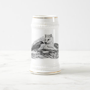 Wolf und Raven - Schwarz und Weiß Bierglas