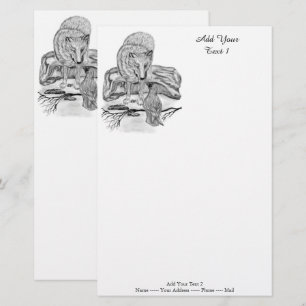 Wolf und Raven - Schwarz und Weiß Briefpapier