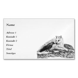 Wolf und Raven - Schwarz und Weiß Magnetische Visitenkarte