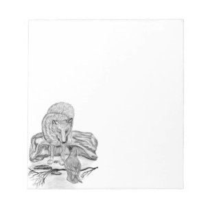 Wolf und Raven Schwarzweiß-Design Notepad Notizblock