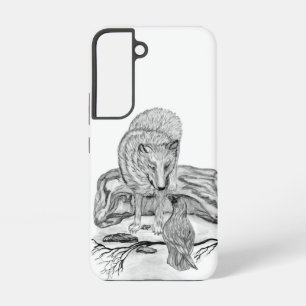 Wolf und Raven Schwarzweiß-Design Samsung Galaxy Hülle
