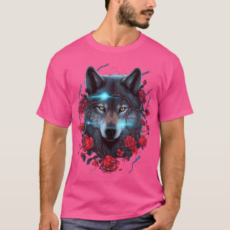 Wolf und Rose blitzen T-Shirt