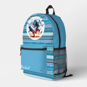 Wolf- und Stammeskopfschmuck-Ritualtanz-Rucksack Bedruckter Rucksack