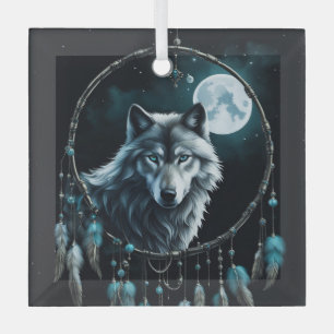 Wolf und Traumfänger Weihnachten Spirituell Ornament Aus Glas