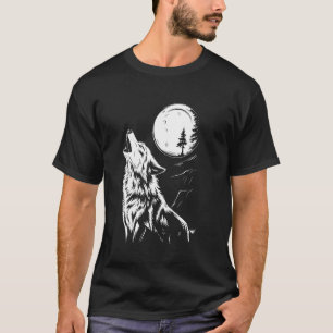 Wolf unter der Mondnacht Natur Kunst T-Shirt
