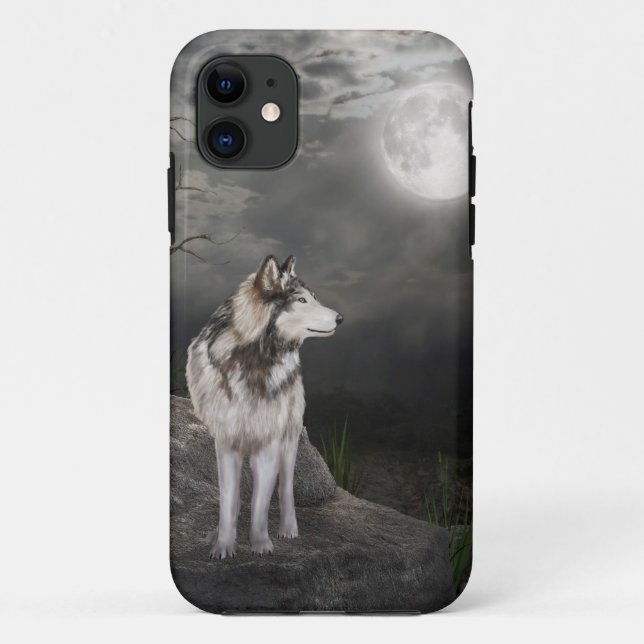 Wolf unter einem Vollmond Case-Mate iPhone Hülle (Rückseite)