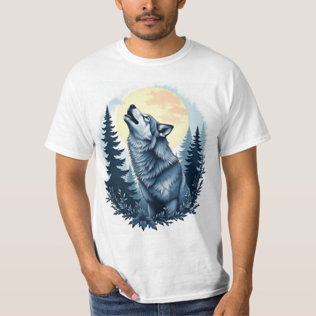 Wolf unter Mondlicht T-Shirt (Vorderseite)