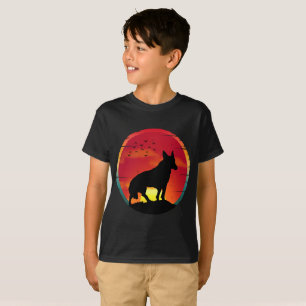 Wolf Vintage-Sonnenuntergang-T-Shirt T-Shirt