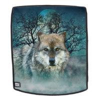 Wolf-Vollmond im Nebel