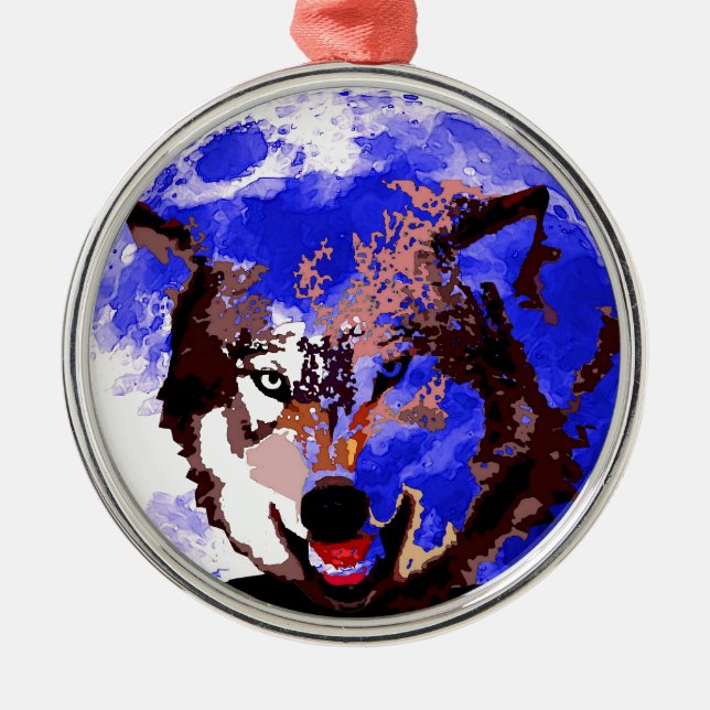 Wolf & Vollmond Ornament Aus Metall (Vorne)