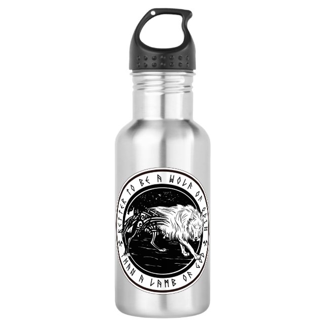 Wolf von Odin Edelstahlflasche (Vorderseite)
