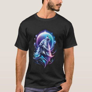Wolf Wald Mond Vintage Kosmischer Heulender Wolf L T-Shirt