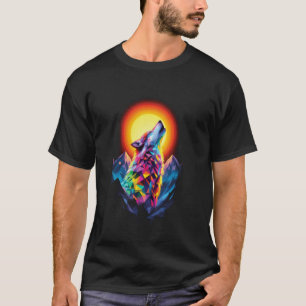 Wolf Wald Mond Vintage Kosmischer Heulender Wolf L T-Shirt