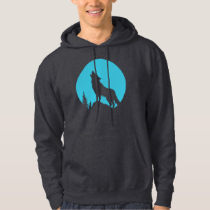 Wolf Wald Natur Draußen Wildnis Silhouette Hoodie