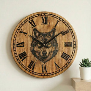 Wolf-Wanduhr – Stiller wilder Wächter Große Wanduhr