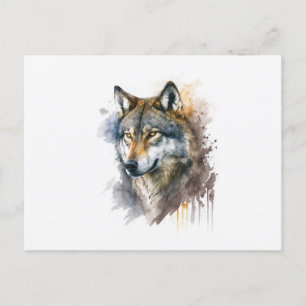 Wolf Watercolor Painting Postkarte
