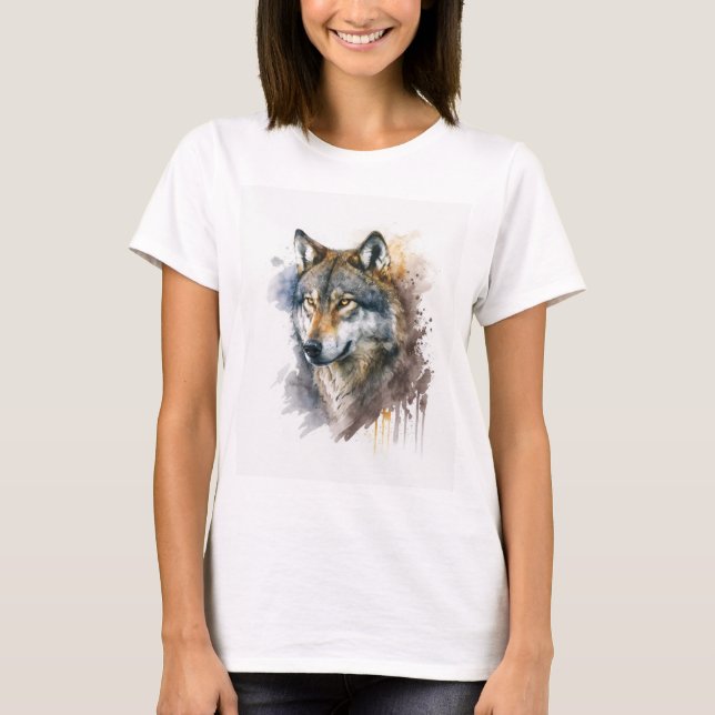 Wolf Watercolor Painting T-Shirt (Vorderseite)