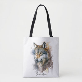 Wolf Watercolor Painting Tasche