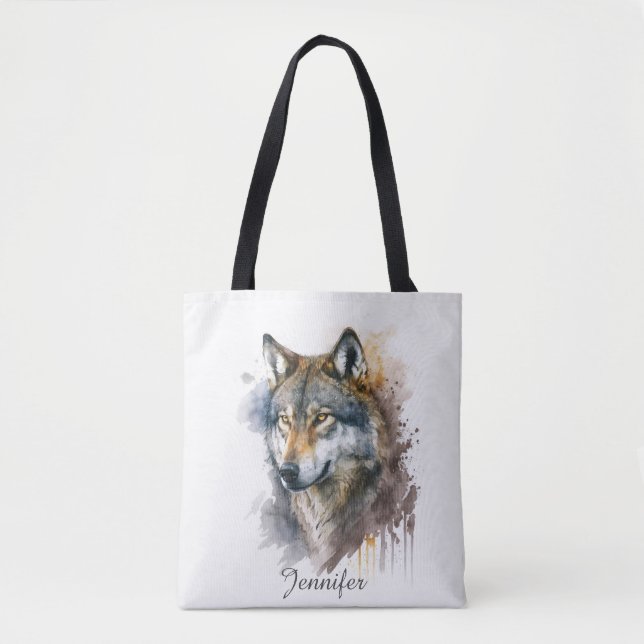 Wolf Watercolor Painting Tasche (Vorderseite)