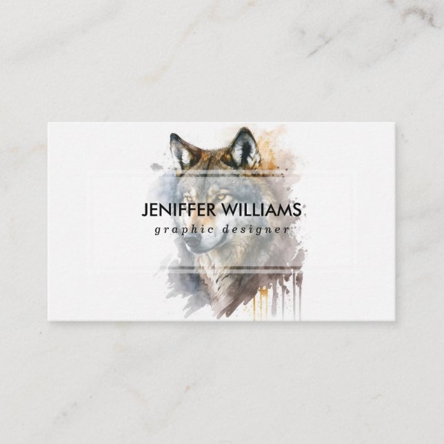 Wolf Watercolor Painting Visitenkarte (Vorderseite)