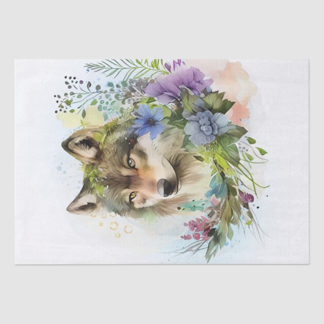 Wolf Watercolor Seidenpapier (Vorderseite)