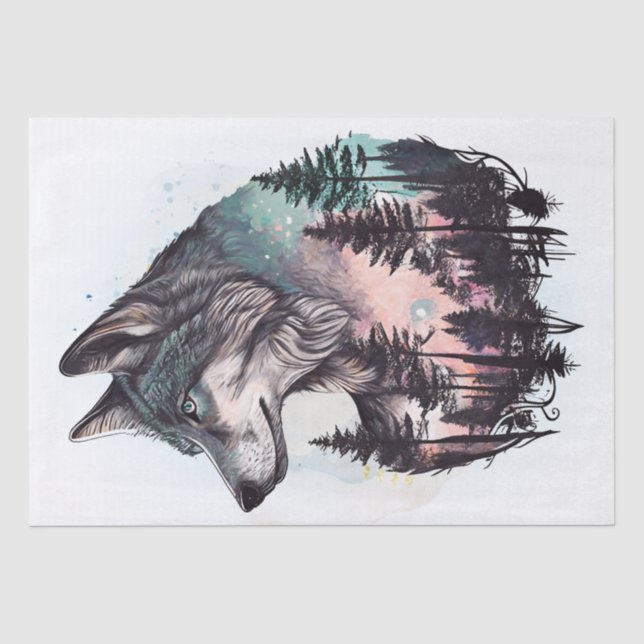 Wolf Watercolor Seidenpapier (Vorderseite)