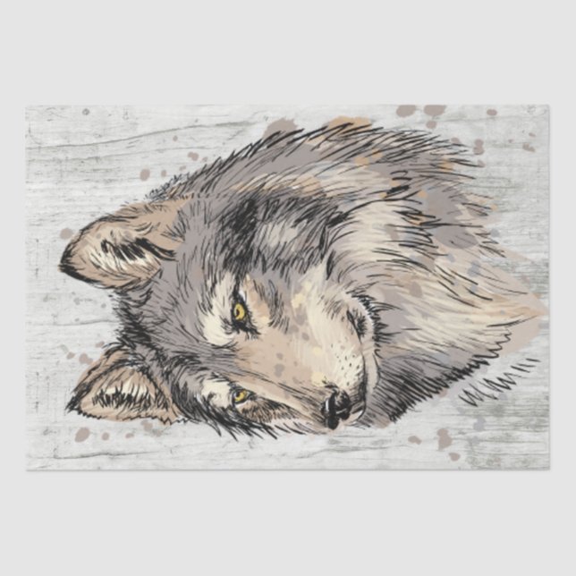 Wolf Watercolor Seidenpapier (Vorderseite)
