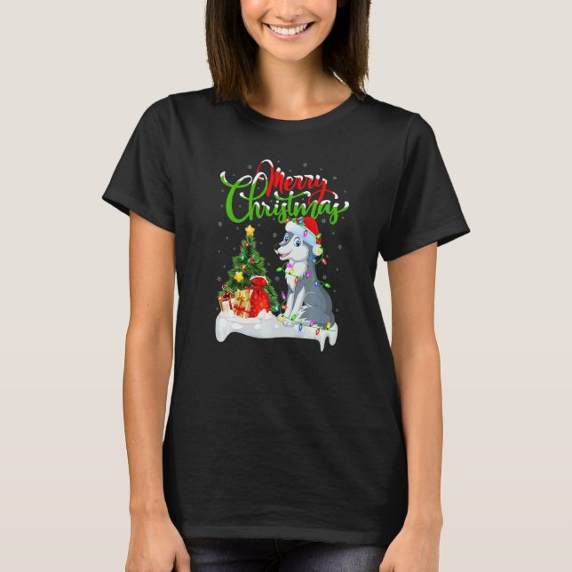 Wolf-Weihnachtsdekorationen Weihnachtsmann Wolf We T-Shirt (Vorderseite)
