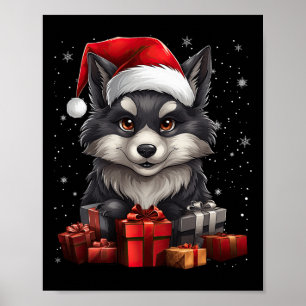 Wolf Weihnachtsmann Hut Weihnachten Schnee Xmas Py Poster